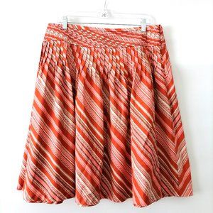 Talbots Womens Multicolor Striped Pintuck Flare Full Pleated Skirt Size 14
